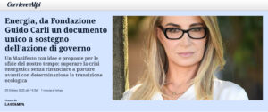 Corriere delle Alpi - Energia, da Fondazione Guido Carli un documento unico a sostegno dell’azione di governo