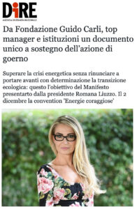 Dire -  Da Fondazione Guido Carli, top manager e istituzioni un documento unico a sostegno dell’azione di governo