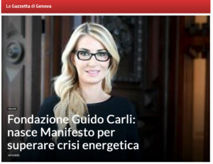 La Gazzetta di Genova -  Fondazione Guido Carli: nasce Manifesto per superare crisi energetica