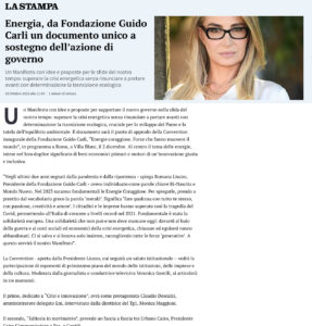 La Stampa - Energia, da Fondazione Guido Carli un documento unico a sostegno dell’azione di governo