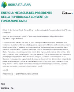 Borsa Italiana -  Energia: medaglia del presidente della Repubblica a Convention Fondazione Carli