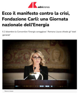Adnkronos - Ecco il manifesto contro la crisi, Fondazione Carli: una Giornata nazionale dell'Energia