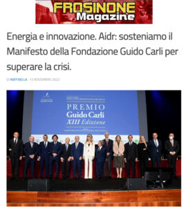 Frosinone Magazine - Energia e innovazione. Aidr: sosteniamo il Manifesto della Fondazione Guido Carli per superare la crisi