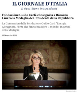 Il Giornale d'Italia -  Fondazione Guido Carli, consegnata a Romana Liuzzo la Medaglia del Presidente della Repubblica