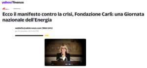 Yahoo!Finanza - Ecco il manifesto contro la crisi, Fondazione Carli: una Giornata nazionale dell'Energia