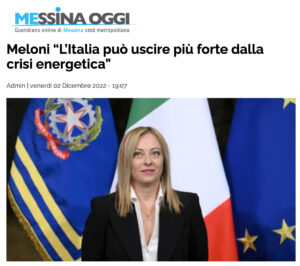 Messina Oggi - Meloni “L’Italia può uscire più forte dalla crisi energetica”