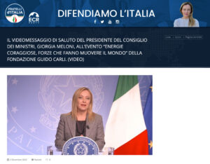 Fratelli d'Italia - Il videomessaggio di saluto del Presidente del Consiglio dei Ministri, Giorgia Meloni, all’evento “Energie coraggiose, forze che fanno muovere il mondo” della Fondazione Guido Carli.