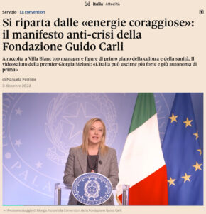 Il Sole 24 Ore - Si riparta dalle «energie coraggiose»: il manifesto anti-crisi della Fondazione Guido Carli