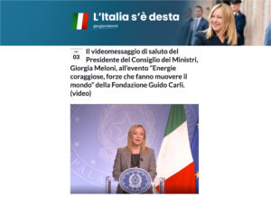 Giorgiameloni.it - Il videomessaggio di saluto del Presidente del Consiglio dei Ministri, Giorgia Meloni, all’evento “Energie coraggiose, forze che fanno muovere il mondo” della Fondazione Guido Carli. (video)