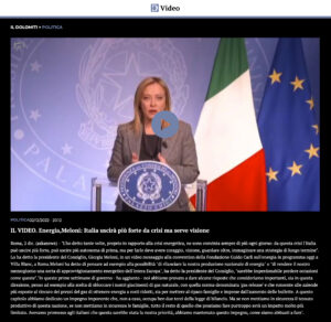 Il Dolomiti - IL VIDEO. Energia,Meloni: Italia uscirà più forte da crisi ma serve visione