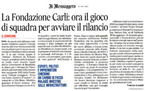 Il Messaggero - La Fondazione Carli: ora il gioco di squadra per avviare il rilancio