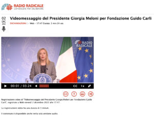 Radio Radicale - Videomessaggio del Presidente Giorgia Meloni per Fondazione Guido Carli