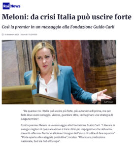 Rai News - Meloni: da crisi Italia può uscire forte