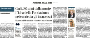 Corriere della Sera - Carli, 30 anni dalla morte. L'idea della Fondazione: nei curricula gli insuccessi