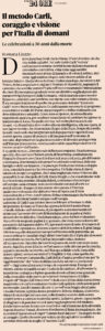 Il Sole 24 Ore - Il metodo Carli, coraggio e visione per l’Italia di domani