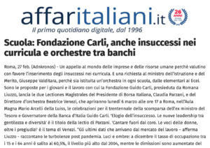 Affari Italiani - Scuola: Fondazione Carli, anche insuccessi nei curricula e orchestre tra banchi