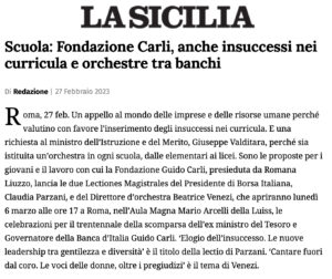 La Sicilia - Scuola: Fondazione Carli, anche insuccessi nei curricula e orchestre tra banchi