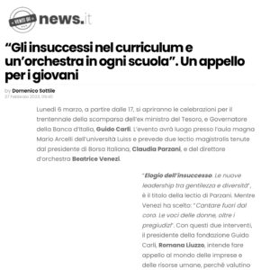 Venti di News - “Gli insuccessi nel curriculum e un’orchestra in ogni scuola”. Un appello per i giovani