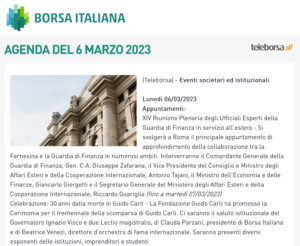 Borsa Italiana - Agenda del 6 marzo 2023