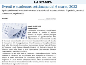 La Stampa - Eventi e scadenze: settimana del 6 marzo 2023