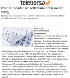 Tele Borsa - Eventi e scadenze: settimana del 6 marzo 2023