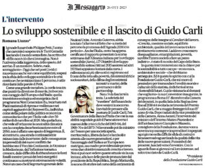 Il Messaggero - L'intervento - Lo sviluppo sostenibile e il lascito di Guido Carli
