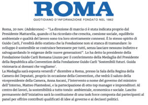 ROMA - Sostenibilità: a convention Fondazione Guido Carli medaglia Presidente Repubblica