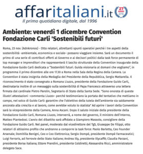 Affari Italiani - Ambiente: venerdì 1 dicembre Convention Fondazione Carli 'Sostenibili futuri'