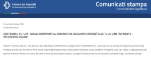 Camera dei Deputati - Sostenibili Futuri - Guida visionaria al domani che vogliamo Venerdì alle 17.30 diretta webtv - Interviene Ascani