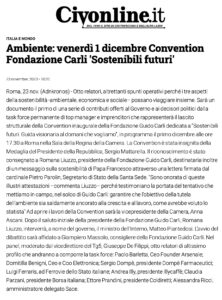 Civonline - Ambiente: venerdì 1 dicembre Convention Fondazione Carli 'Sostenibili futuri'
