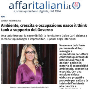 Affari Italiani - Ambiente, crescita e occupazione: nasce il think tank a supporto del Governo