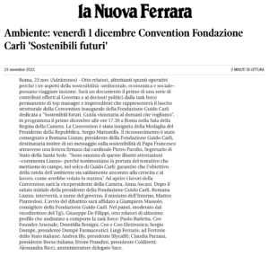 La Nuova Ferrara - Ambiente: venerdì 1 dicembre Convention Fondazione Carli 'Sostenibili futuri'