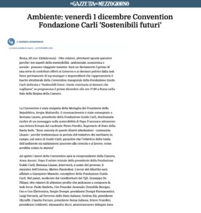 La Gazzetta del Mezzogiorno - Ambiente: venerdì 1 dicembre Convention Fondazione Carli 'Sostenibili futuri'