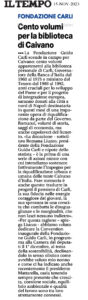 Il Tempo - Fondazione Carli. Cento volumi per la biblioteca di Caivano