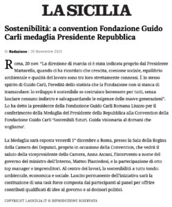 La Sicilia - Sostenibilità: a convention Fondazione Guido Carli medaglia Presidente Repubblica