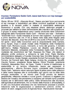 Agenzia Nova - Imprese: Fondazione Guido Carli, nasce task force con top manager per sostenibilità