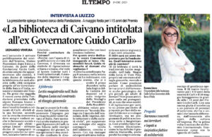 Il Tempo - Intervista a Romana Liuzzo - «La biblioteca di Caivano intitolata all'ex Governatore Guido Carli»