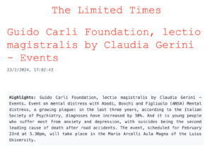 The Limited Times - Guido Carli Foundation, lectio magistralis by Claudia Gerini - Events