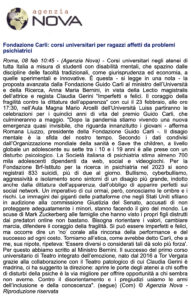 Agenzia Nova - Fondazione Carli: corsi universitari per ragazzi affetti da problemi psichiatrici