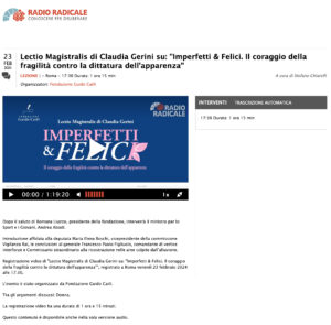 Radio Radicale - Lectio Magistralis di Claudia Gerini su: 
