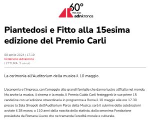 Adnkronos - Piantedosi e Fitto alla 15esima edizione del Premio Carli