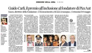 Corriere della Sera - Guido Carli, il premio all'inclusione al fondatore di PizzAut