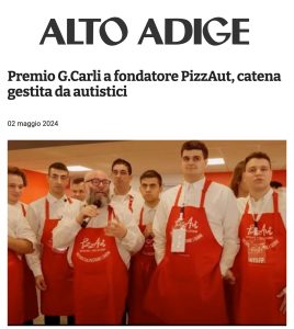 Alto Adige - Premio G.Carli a fondatore PizzAut, catena gestita da autistici
