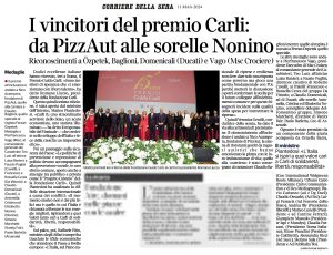 Corriere della Sera - I vincitori del premio Carli: da PizzAut alle sorelle Nonino