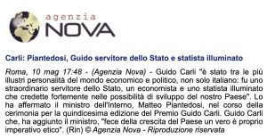 Agenzia Nova - Carli: Piantedosi, Guido servitore dello Stato e statista illuminato
