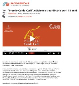Radio Radicale - “Premio Guido Carli”, edizione straordinaria per i 15 anni
