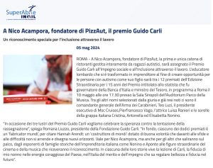 Superabile - A Nico Acampora, fondatore di PizzAut, il premio Guido Carli