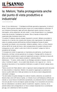 Il Sannio Quotidiano - Ia: Meloni, ‘Italia protagonista anche dal punto di vista produttivo e industriale’
