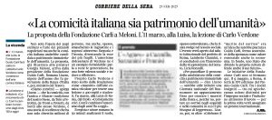 Corriere della Sera - «La comicità italiana sia patrimonio dell'umanità»