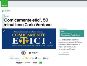 Ansa - 'Comicamente etici', 50 minuti con Carlo Verdone